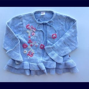 Cakewalk Embroidered Floral Ruffle Cardigan 24M 2T